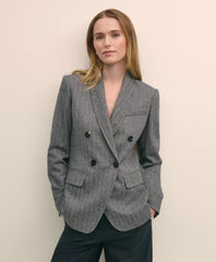 Wool-Blend Double-Breasted Herringbone Jacket