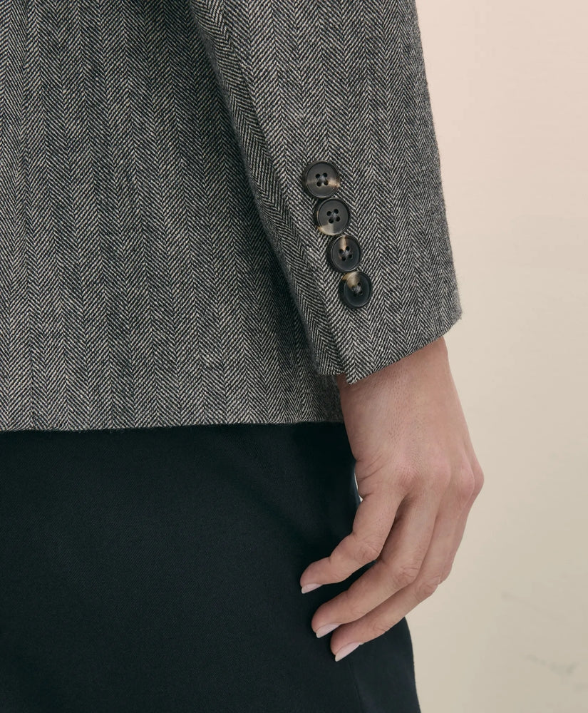 Wool-Blend Double-Breasted Herringbone Jacket