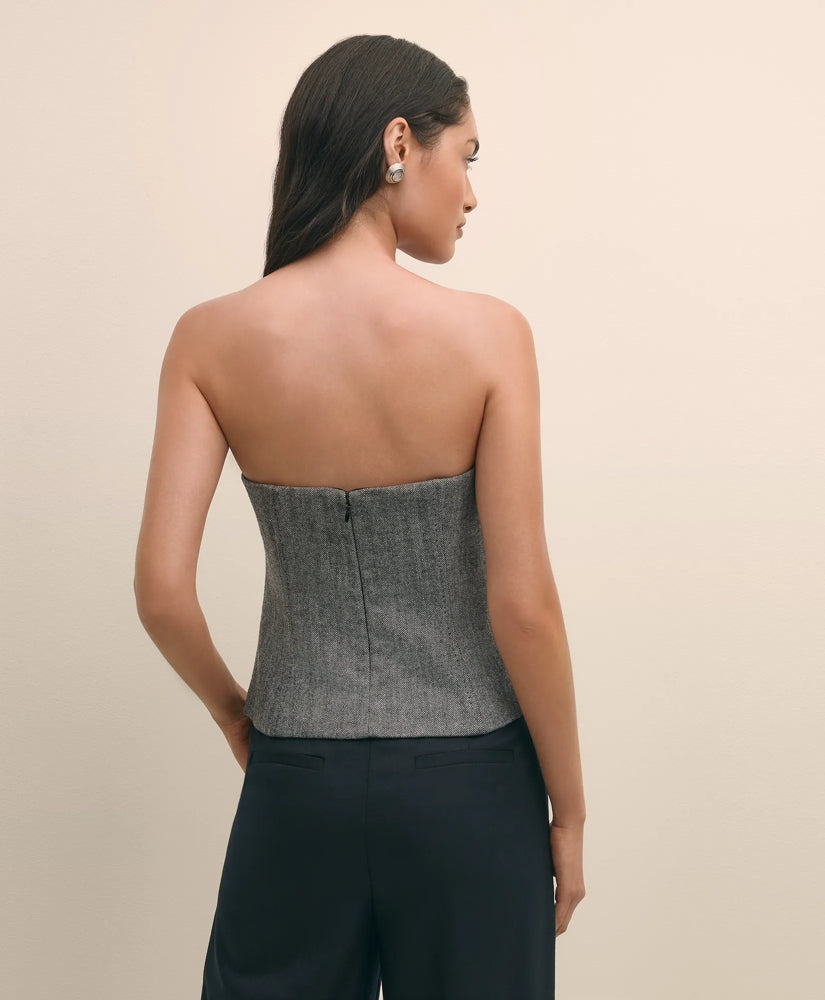 Wool-Blend Herringbone Bustier