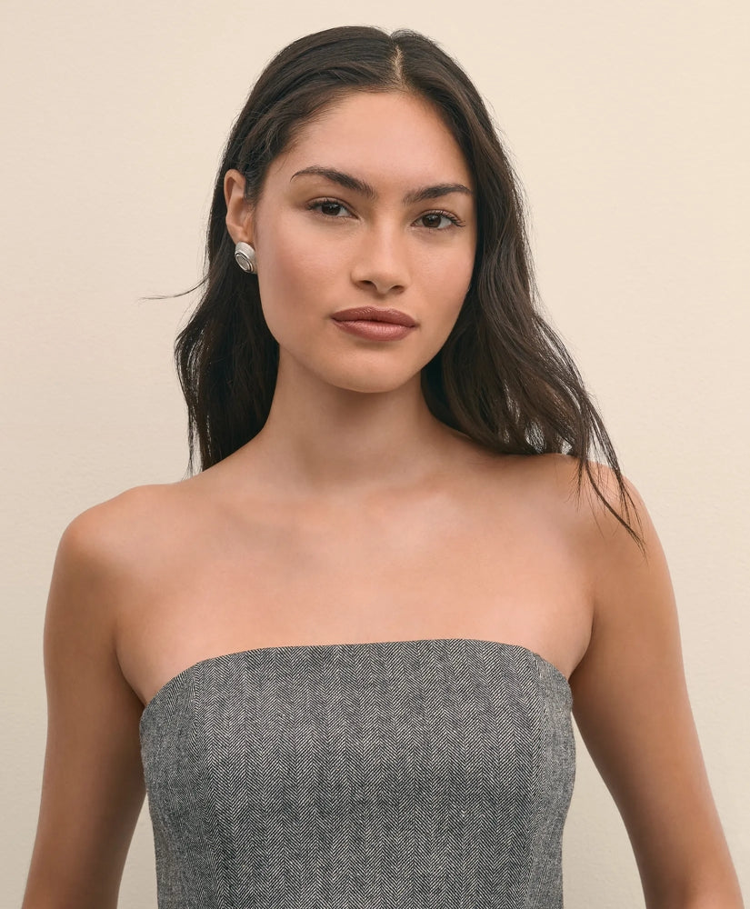 Wool-Blend Herringbone Bustier