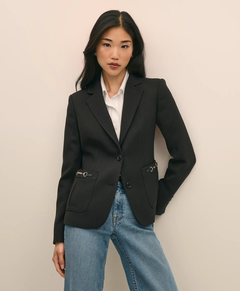 Wool-Blend Horsebit Detail Jacket