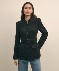 Military Boucle Belted Jacket