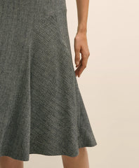 Wool-Blend Pleated Herringbone Skirt