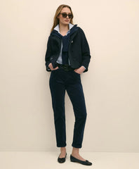 Wool Cropped Peacoat With Sweater Collar
