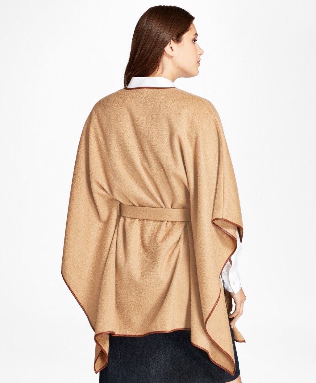 Leather-Trimmed Cashmere Kimono