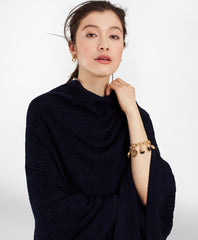 Pointelle Cable-Knit Merino Wool Ruana