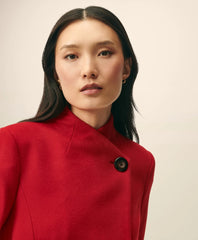Wrap Coat in Water-Repellent Brushed-Twill Wool
