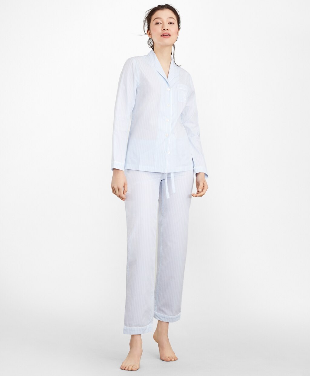 Striped Cotton Poplin Pajama Set