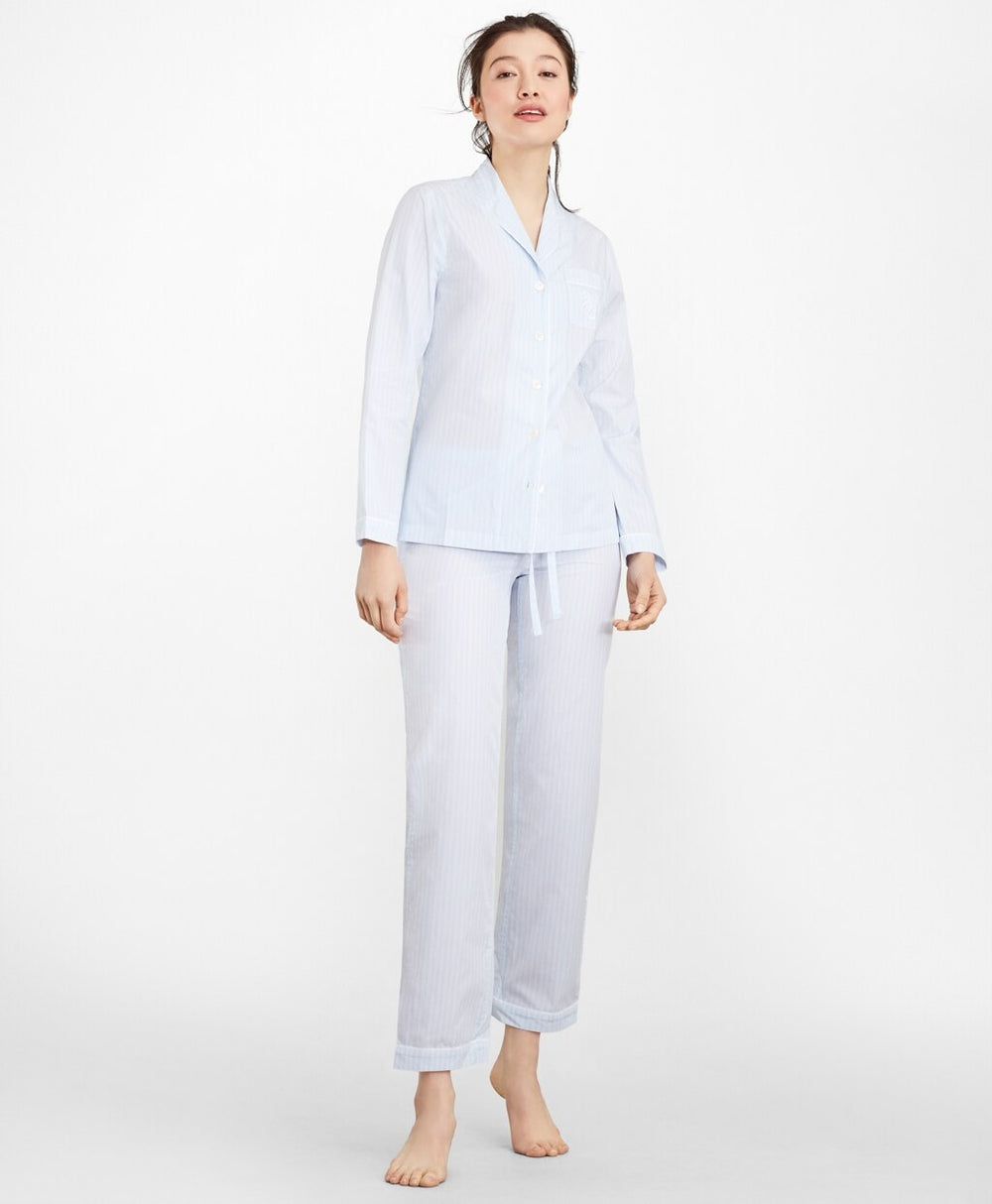 Striped Cotton Poplin Pajama Set