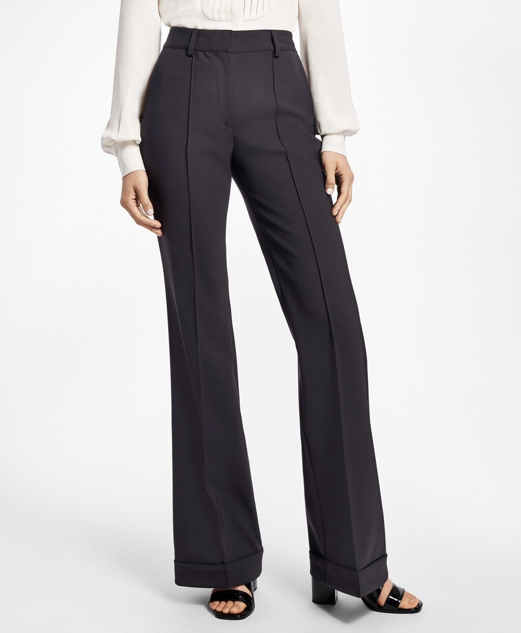 Cuffed Wide-Leg Tuxedo Pants