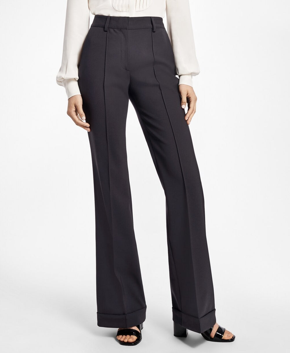 Cuffed Wide-Leg Tuxedo Pants