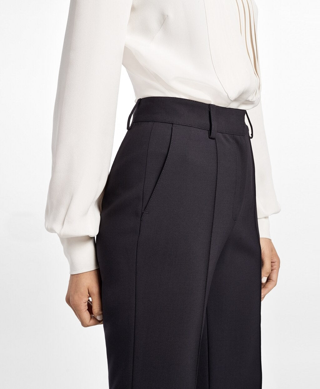 Cuffed Wide-Leg Tuxedo Pants