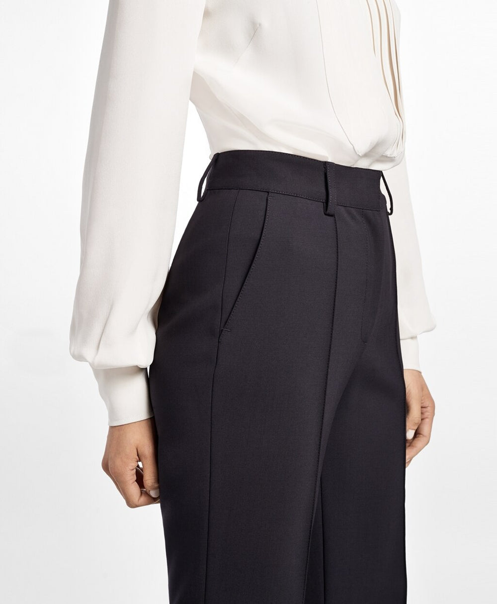 Cuffed Wide-Leg Tuxedo Pants