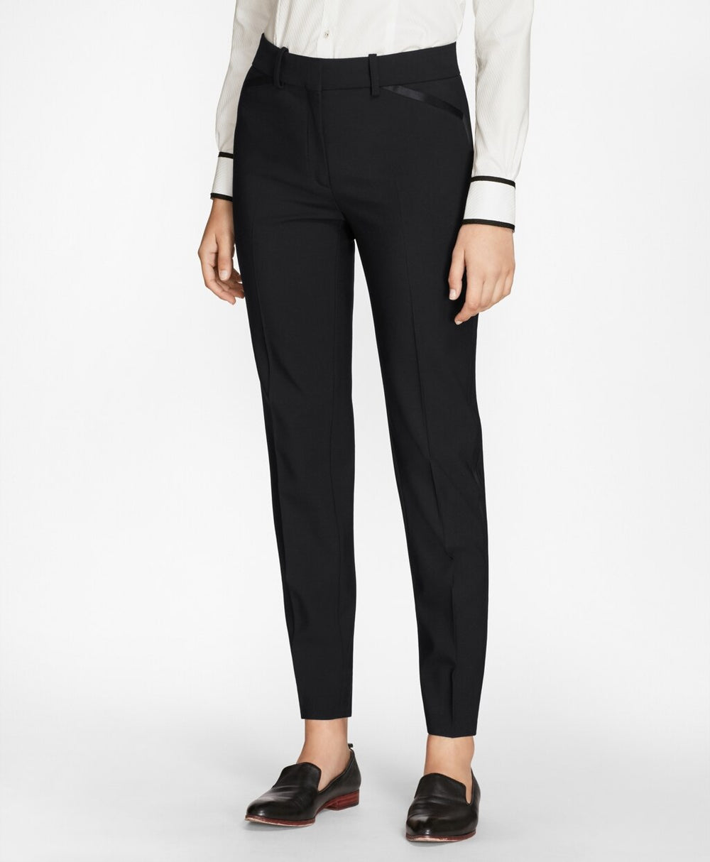 Slim-Fit Stretch-Wool Crepe Tuxedo Pants