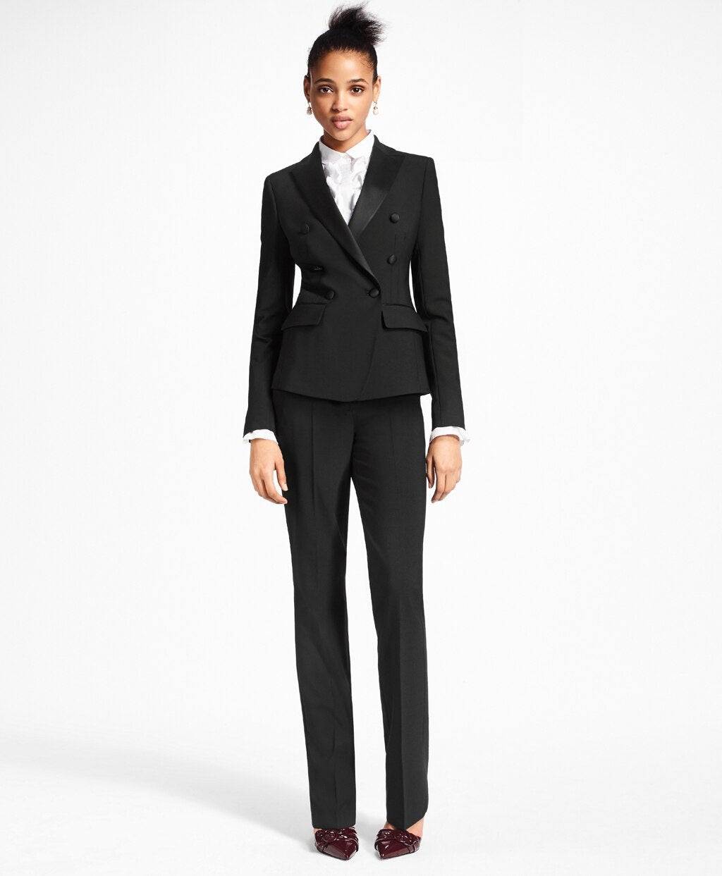 Stretch-Wool Crepe Tuxedo Pants