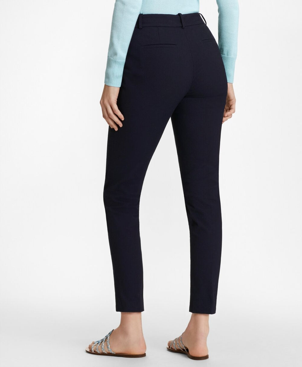 Stretch-Cotton Jacquard Ankle Pants