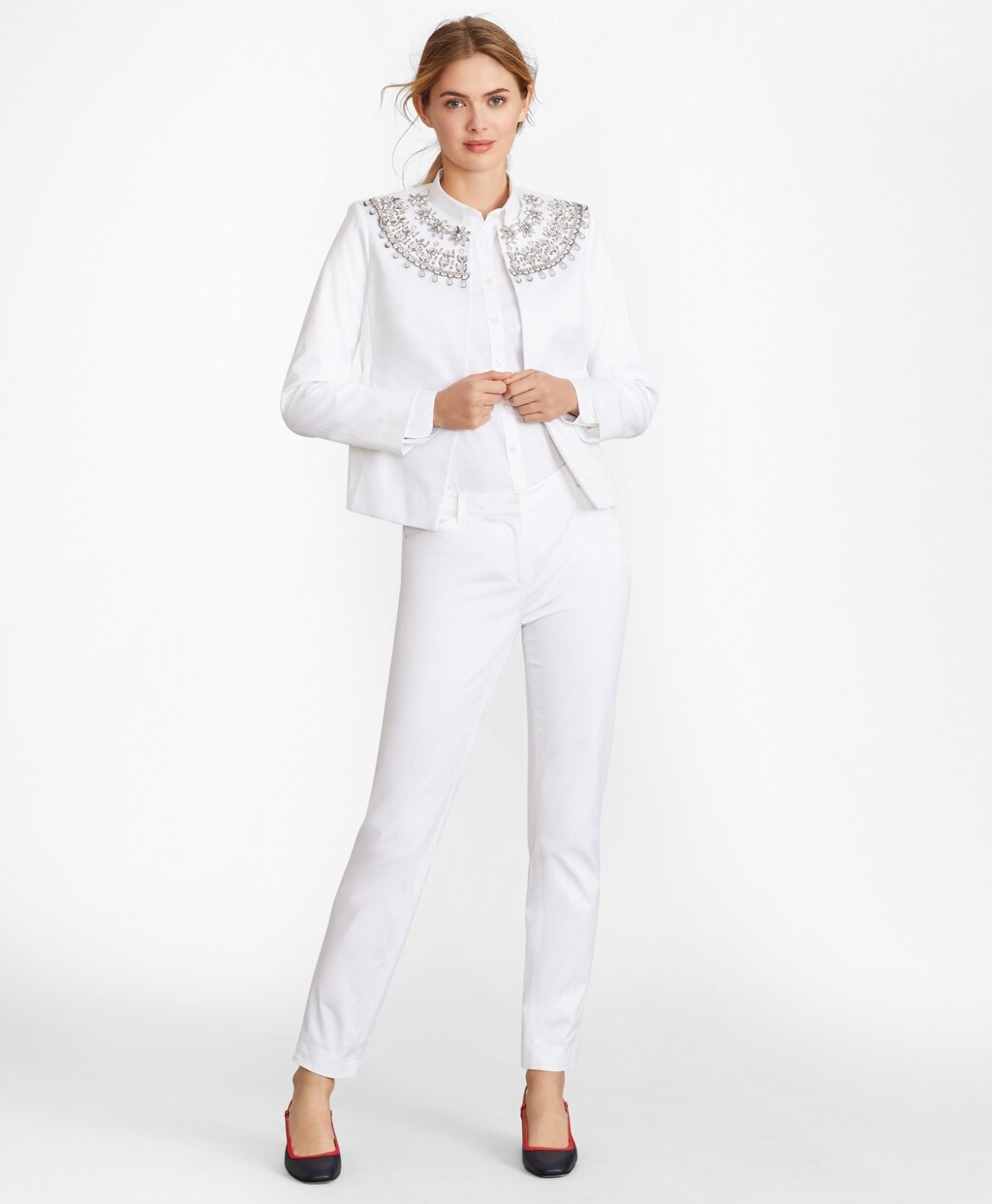 Stretch Cotton Twill Ankle Pants