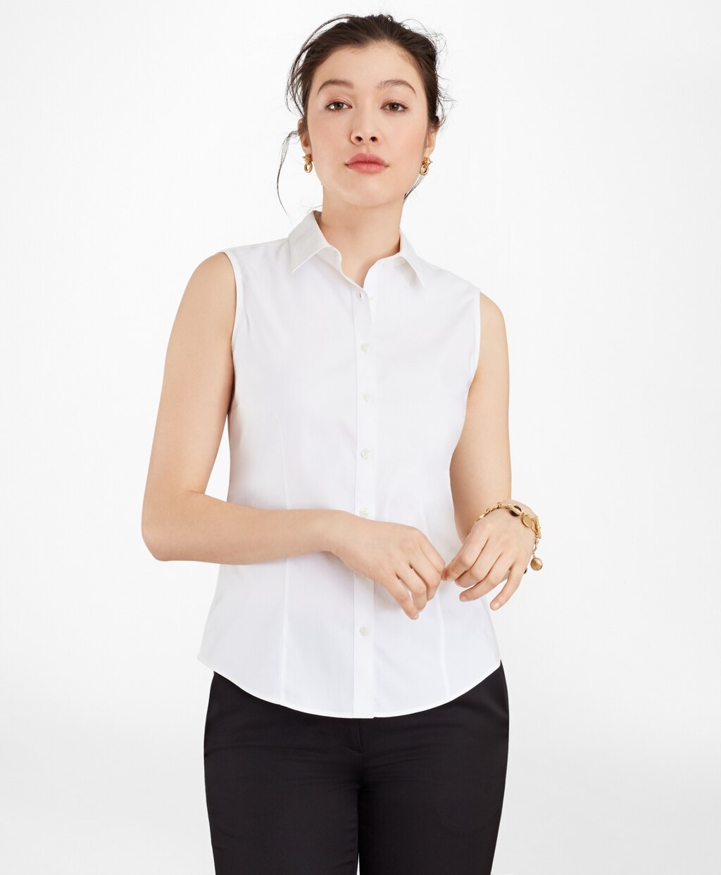 Non-Iron Fitted Sleeveless Dress Shirt