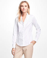 Non-Iron Ruffle Pinpoint Oxford Dress Shirt