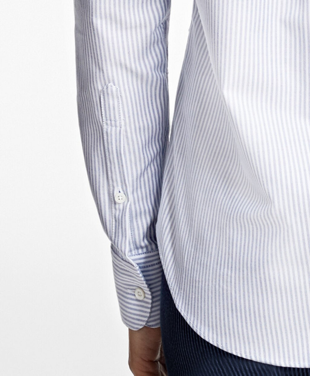 Classic-Fit Supima® Cotton Oxford Stripe Forward-Point Shirt