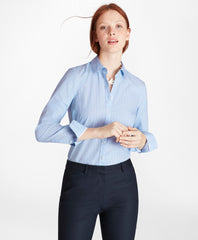 Non-Iron Wide-Striped Stretch-Cotton Poplin Fitted Shirt