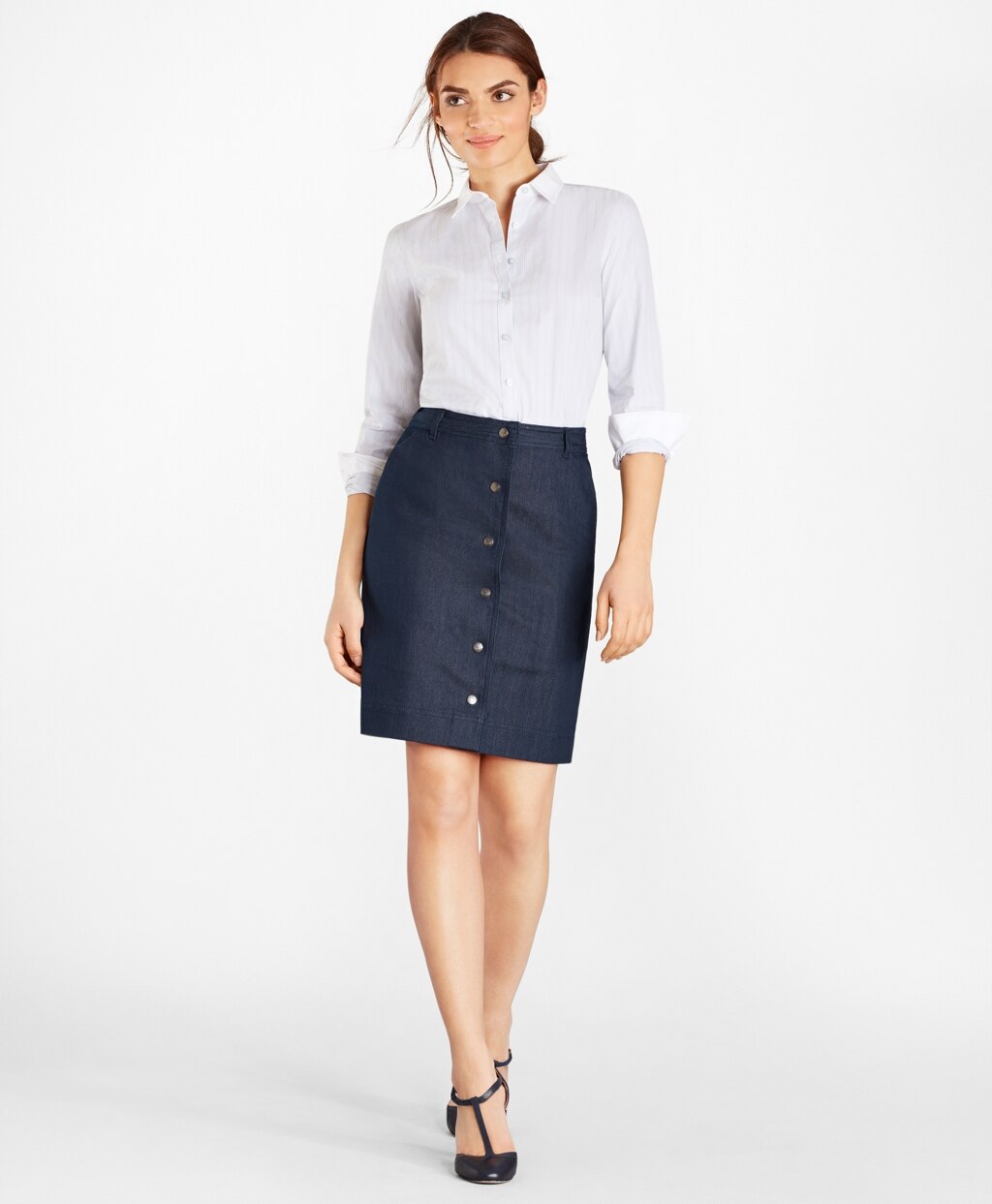 Non-Iron Striped Supima® Cotton Stretch Poplin Fitted Shirt