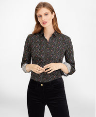 Violet-Print Cotton Sateen Fitted Shirt