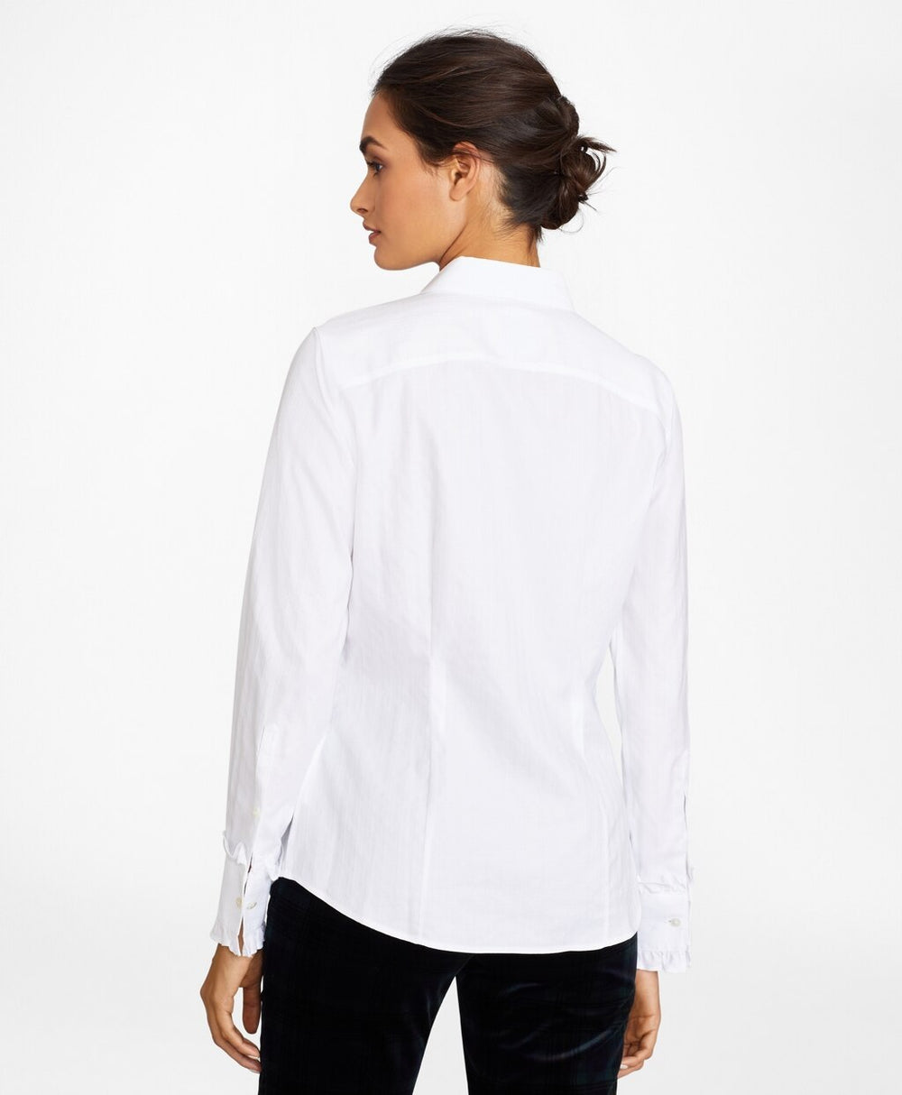 Non-Iron Tailored Fit Cotton Dobby Ruffled Tuxedo Shirt