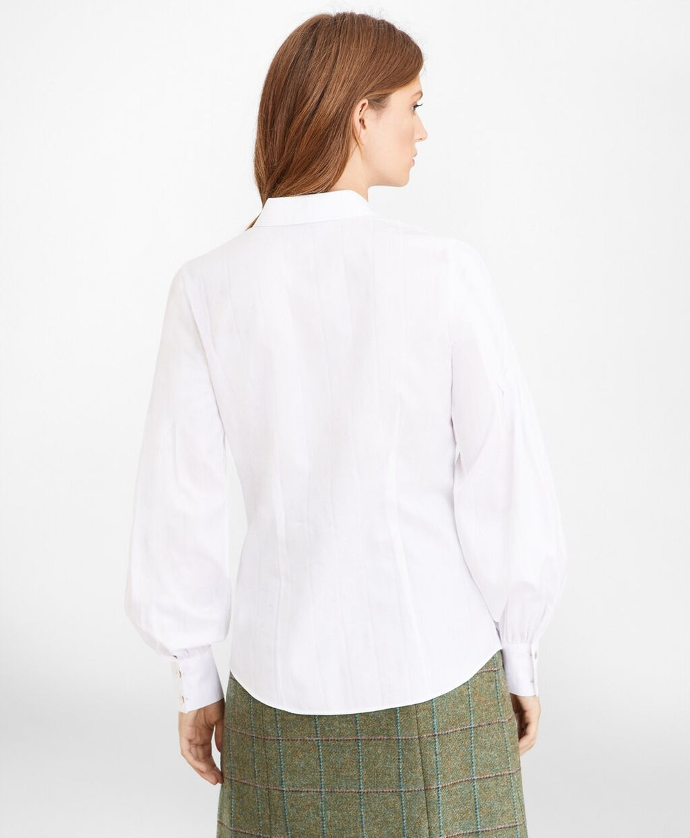 Non-Iron Tailored-Fit Supima® Cotton Floral Jacquard Blouse