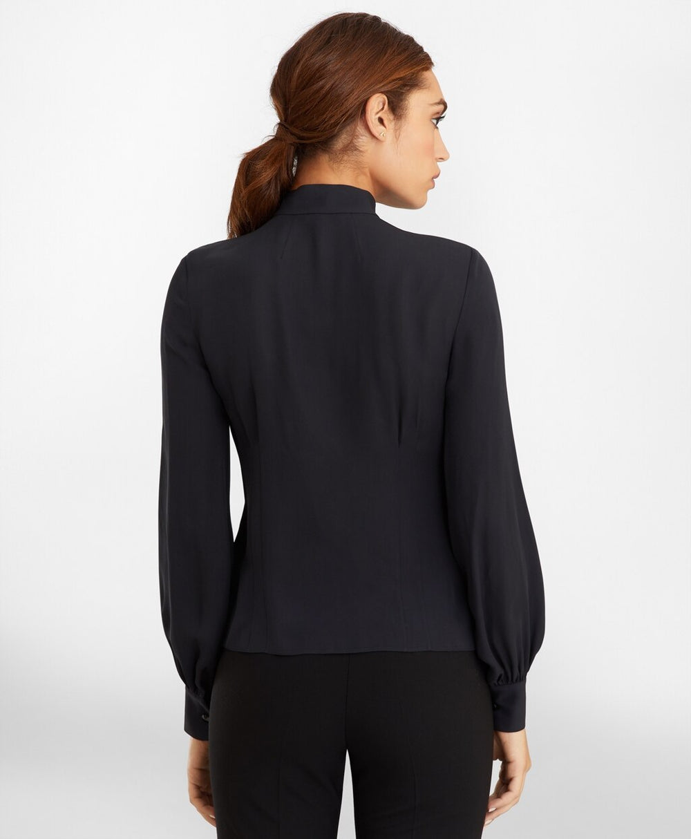 Bow-Neck Silk Georgette Blouse