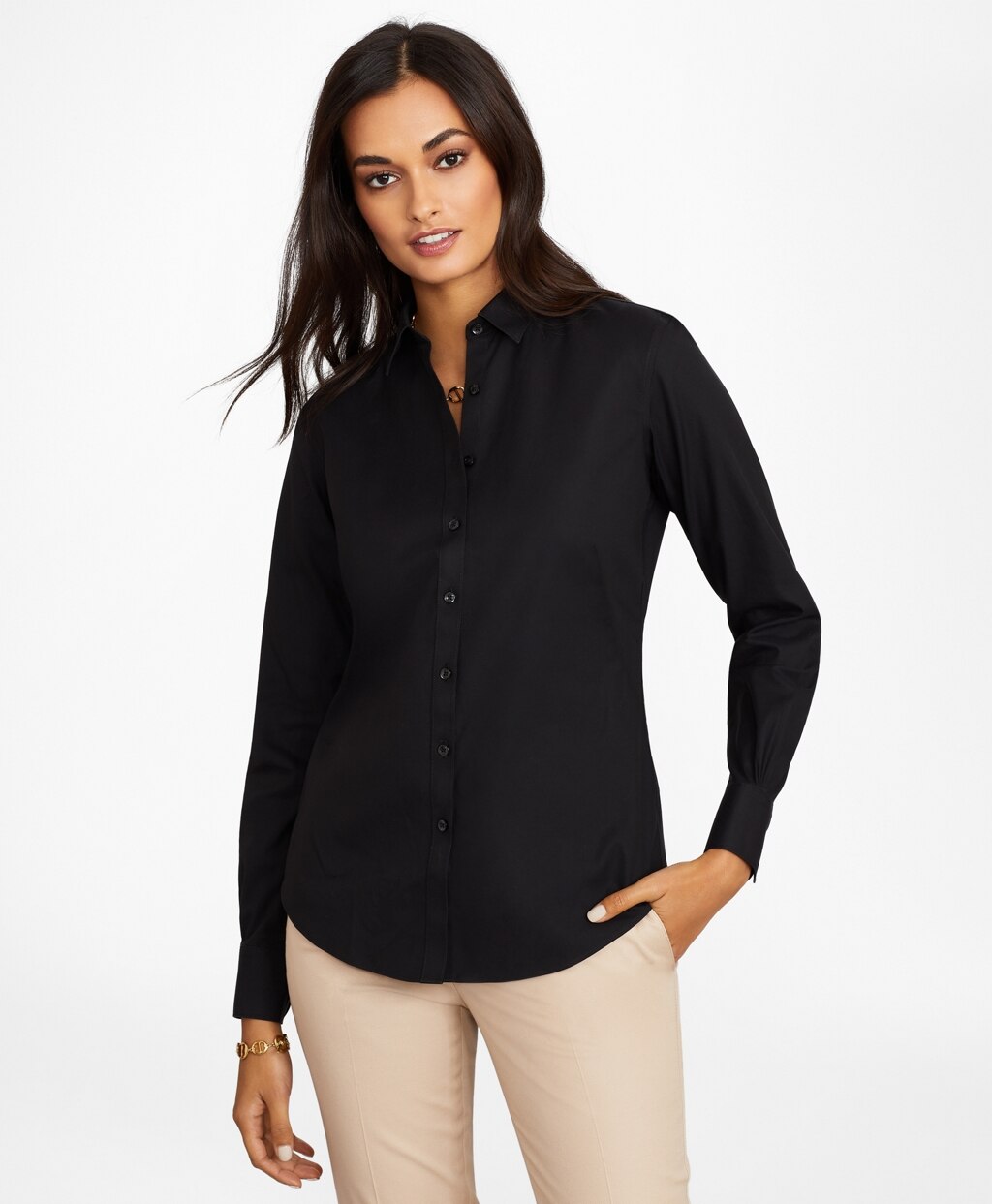 Non-Iron Stretch Supima® Cotton Fitted Dress Shirt