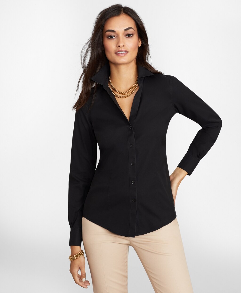 Non-Iron Stretch Supima® Cotton Fitted Dress Shirt