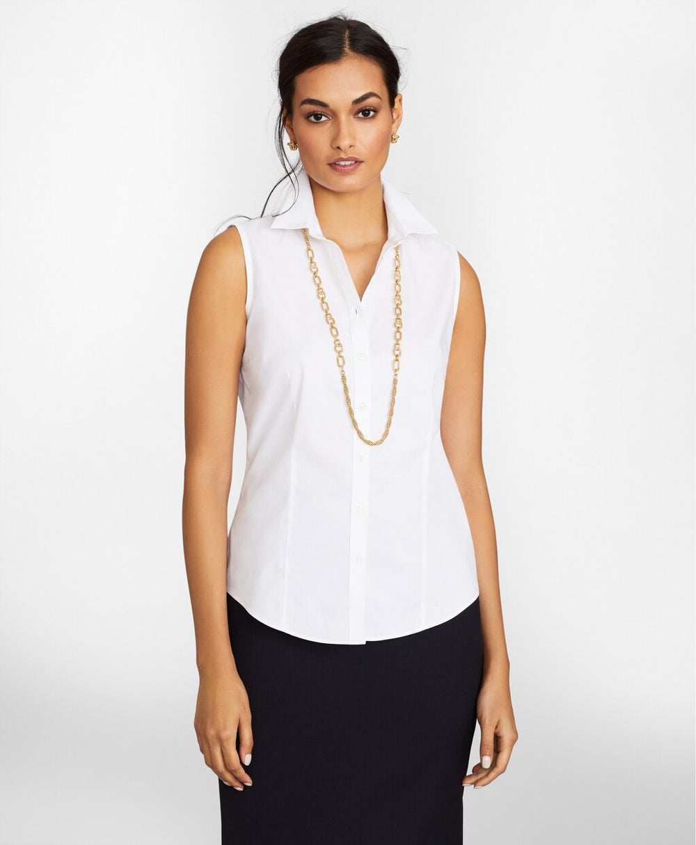Non-Iron Stretch Supima® Cotton Fitted Sleeveless Dress Shirt