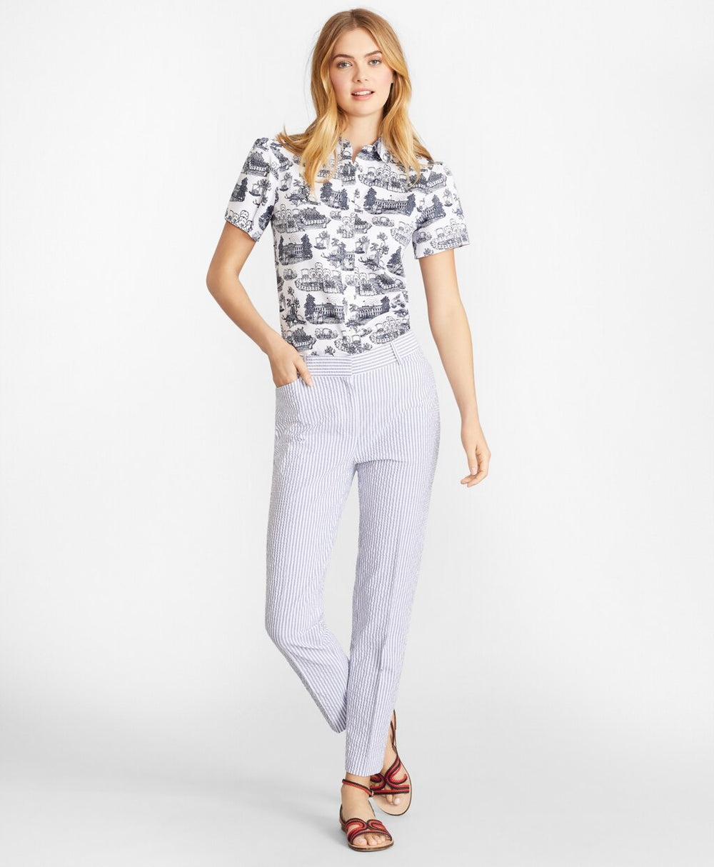Toile Supima® Cotton Sateen Short-Sleeve Shirt