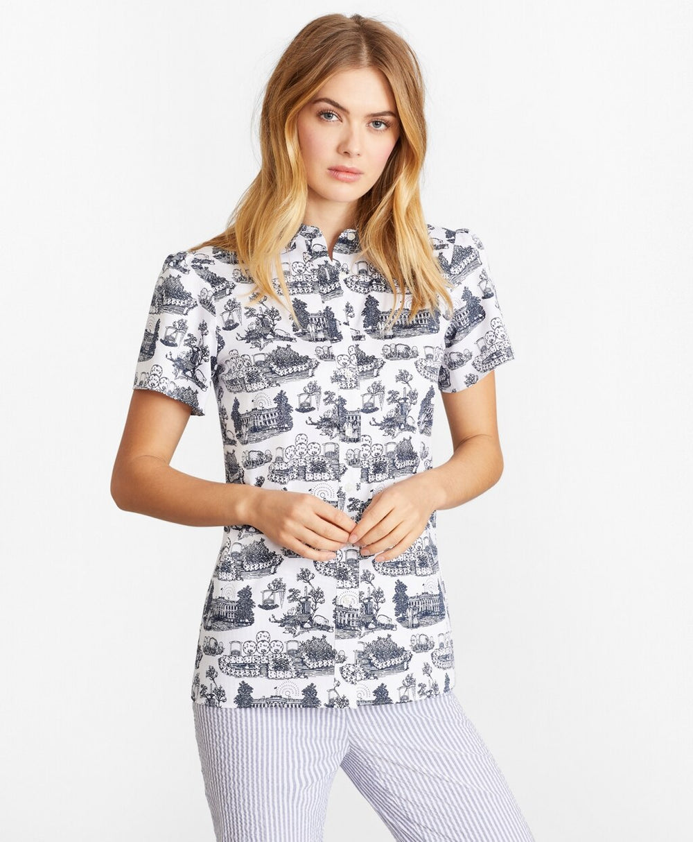 Toile Supima® Cotton Sateen Short-Sleeve Shirt