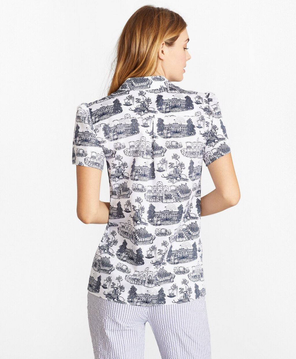 Toile Supima® Cotton Sateen Short-Sleeve Shirt