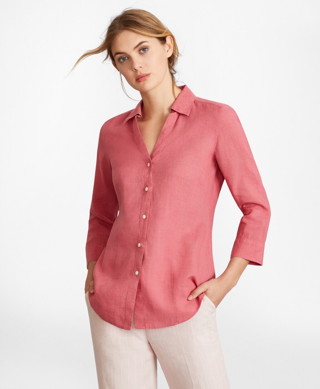 Linen Three-Quarter Sleeve Shirt