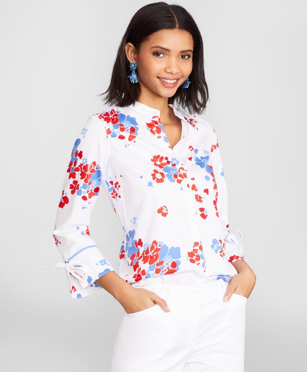 Floral-Print Supima® Cotton Sateen Tunic