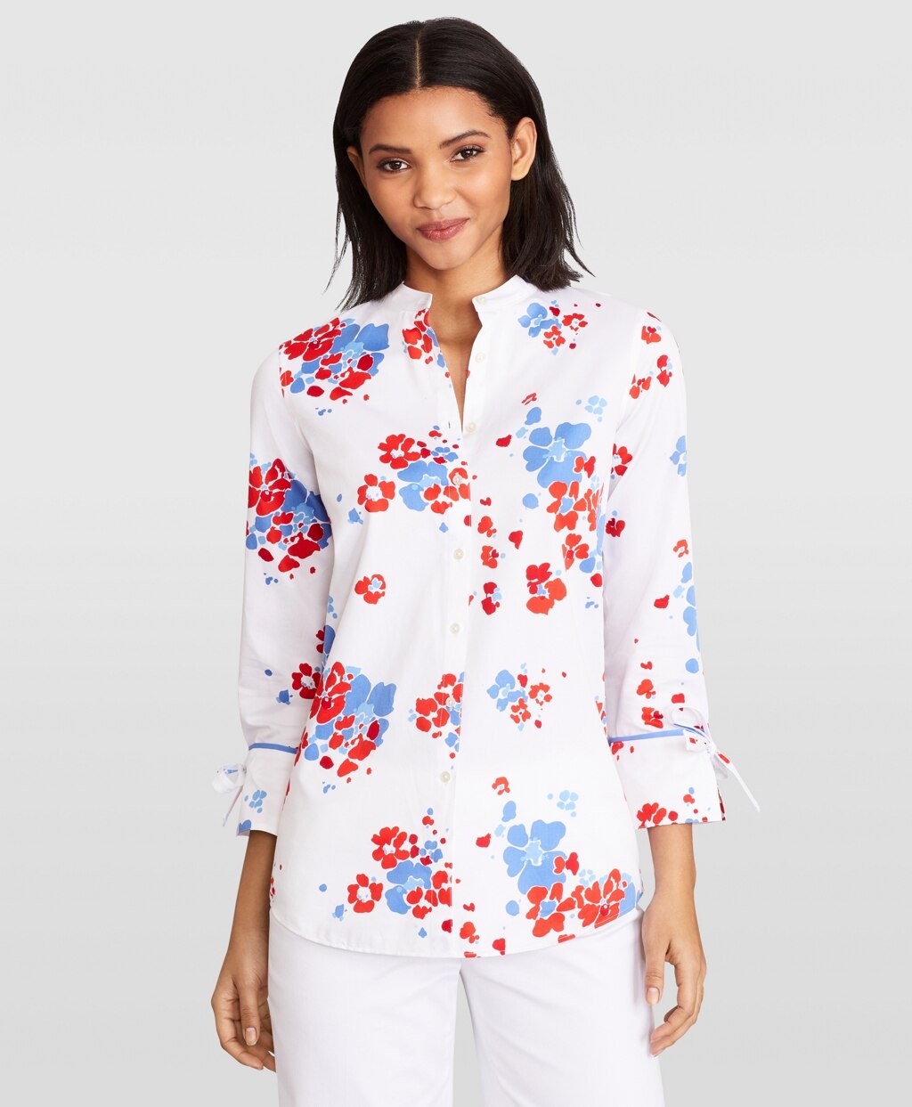 Floral-Print Supima® Cotton Sateen Tunic
