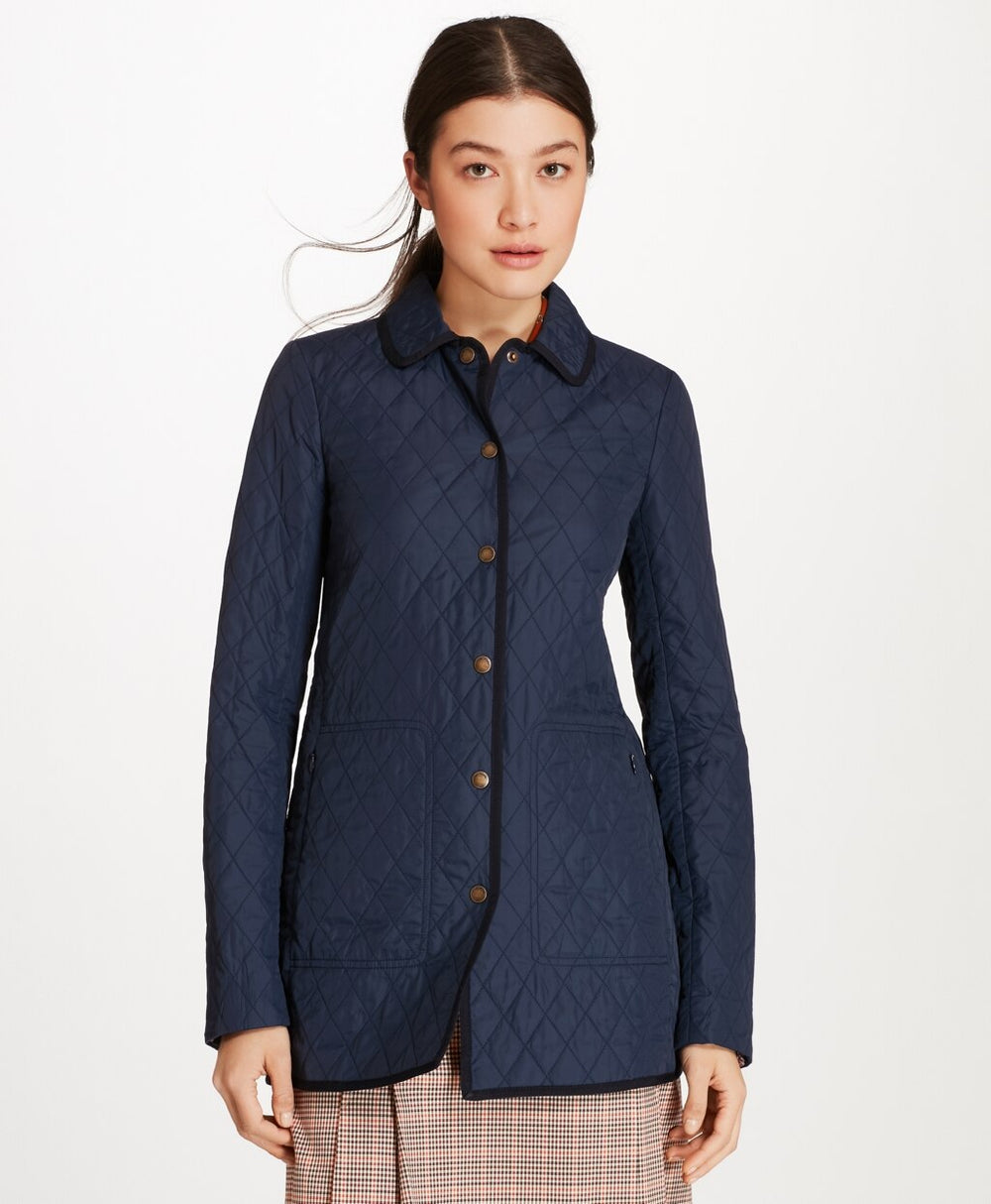 Water-Repellent Diamond-Quilted Car Coat