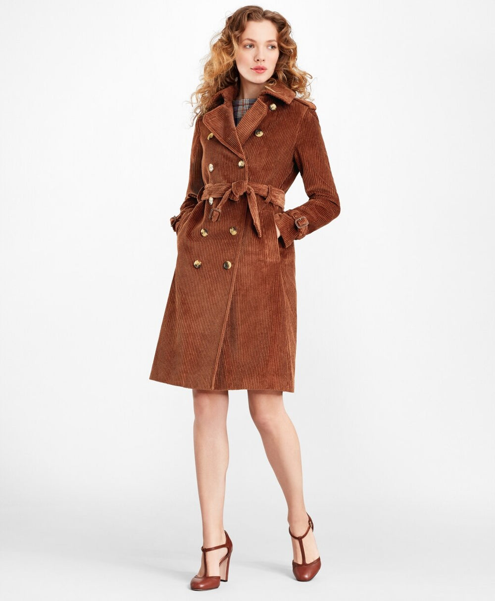 Water-Repellent Cotton Corduroy Trench Coat