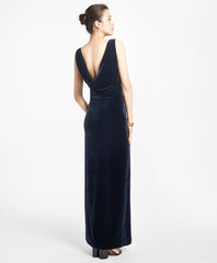 Sleeveless Silk-Blend and Velvet Evening Gown