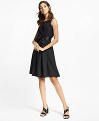 Stretch-Wool Crepe Flared Tuxedo Dress