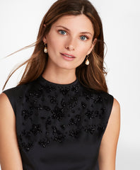 Beaded Satin A-Line Dress