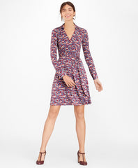 Deer-Print Jersey Faux Wrap Dress