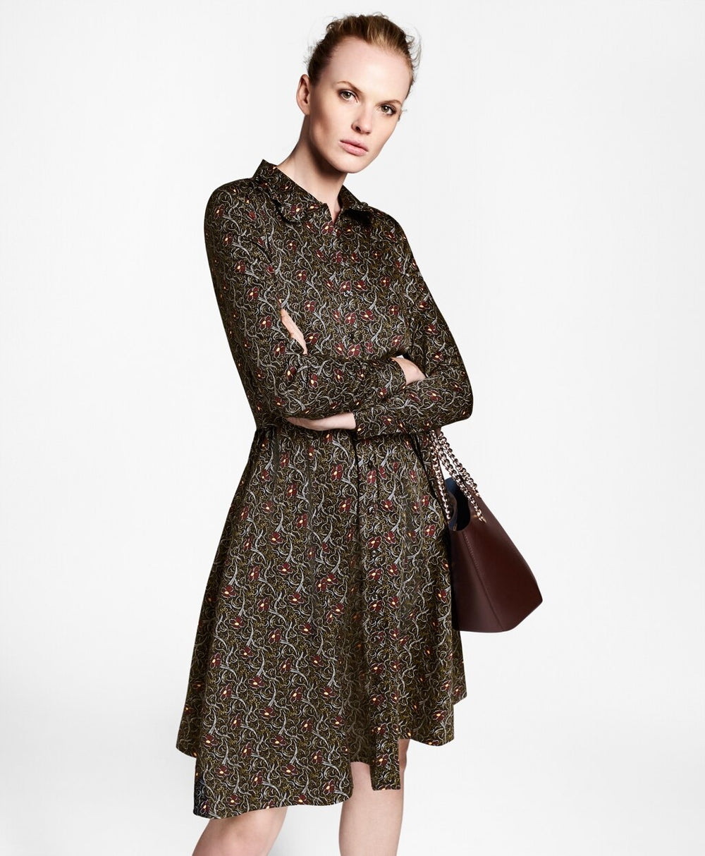 Violette-Print Cotton Sateen Shirt Dress