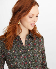 Violette-Print Cotton Sateen Shirt Dress
