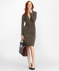 Violette-Print Jersey Faux Wrap Dress