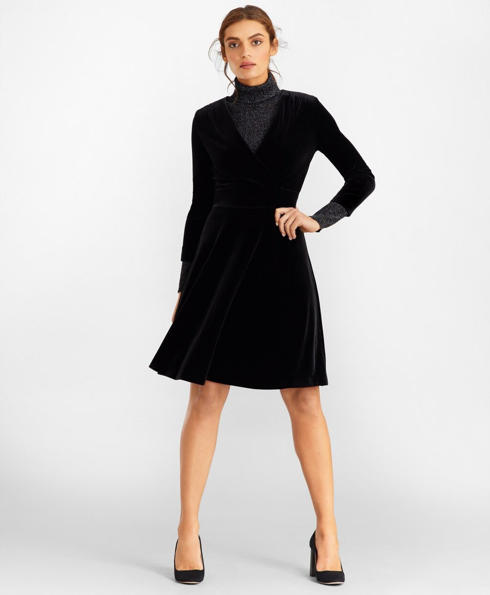 Velvet Faux Wrap Dress