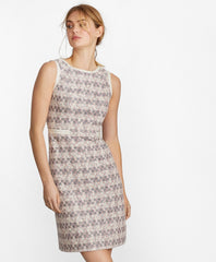 Checked Tweed Boucle Sheath Dress